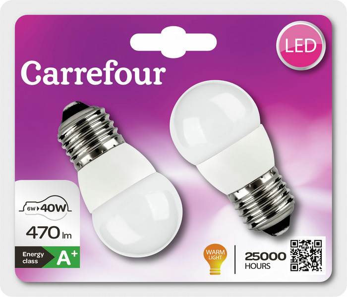 Carrefour 273LMG6E27CO3V52P 6W E27 A+ warmweiß energy-saving lamp