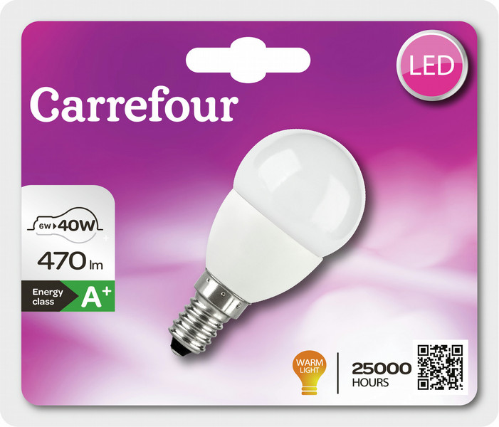 Carrefour 273LMG6E14CO3V5 6W E14 A+ warmweiß energy-saving lamp