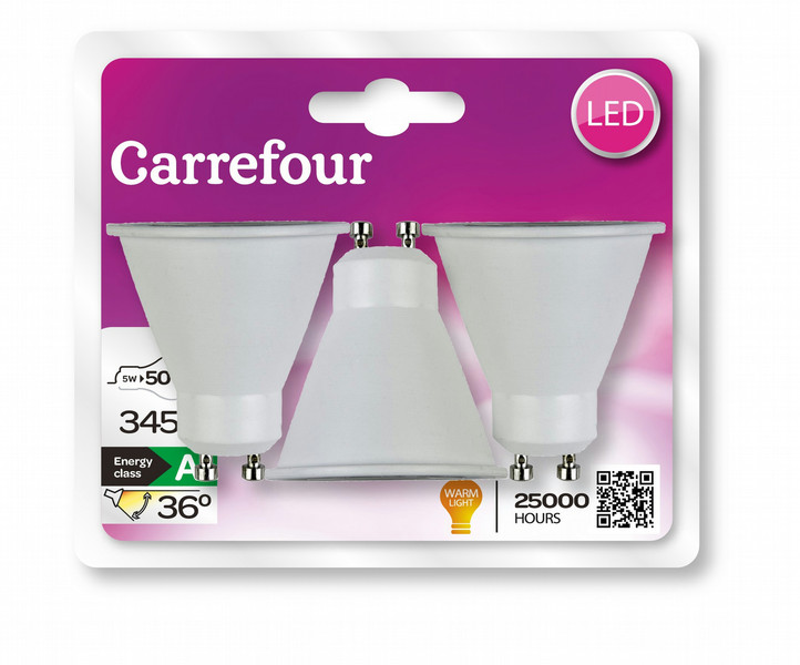 Carrefour LED GU10 5W 345LM 36D 3PK