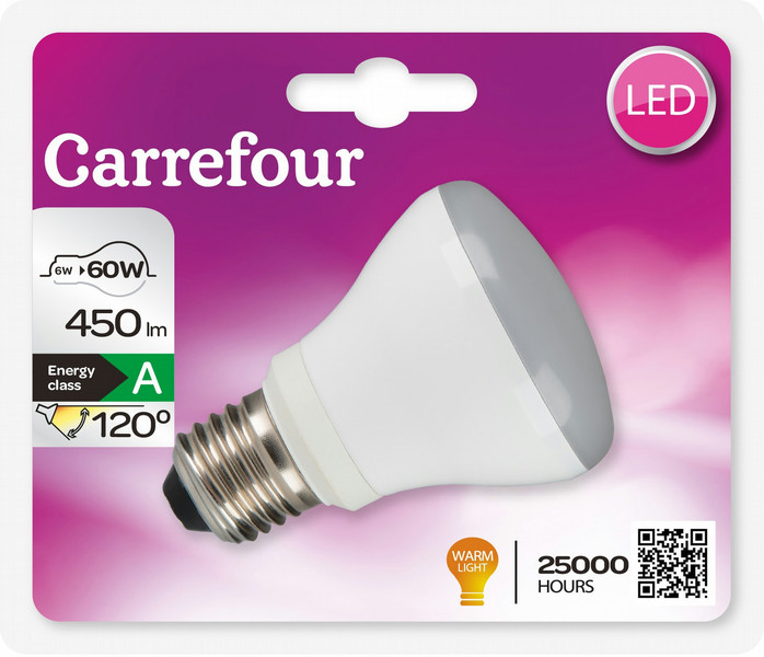 Carrefour 273LR636WE273V5 6Вт E27 A+ Теплый белый energy-saving lamp