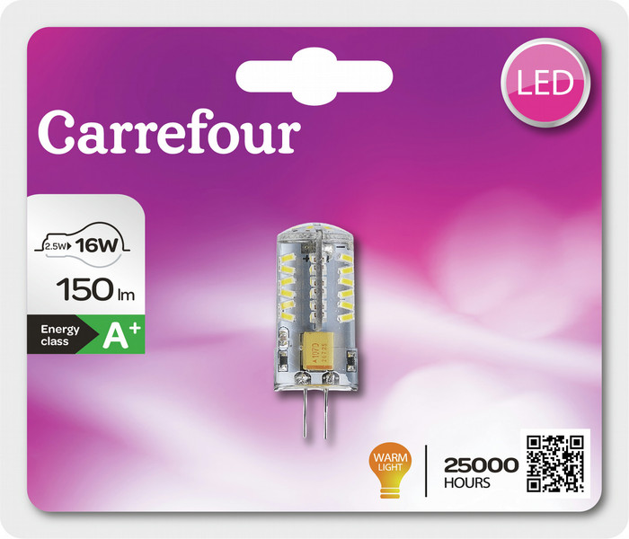 Carrefour 273LG42.527KV4 2.5Вт G4 A+ Теплый белый energy-saving lamp