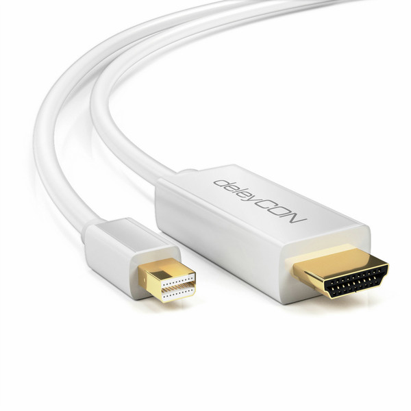 deleyCON 2m, Mini DisplayPort/HDMI 2m Mini DisplayPort HDMI Weiß