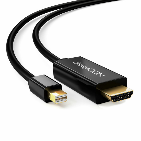 deleyCON 1m, Mini DisplayPort/HDMI 1m Mini DisplayPort HDMI Black