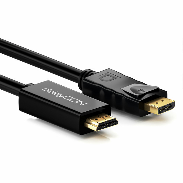 deleyCON 1m, DisplayPort/HDMI 1m DisplayPort HDMI Black