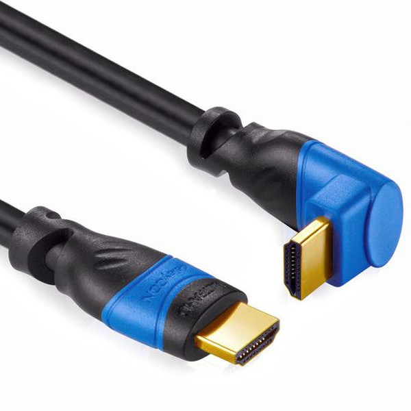 deleyCON 1m, 2xHDMI 1м HDMI HDMI Черный, Синий