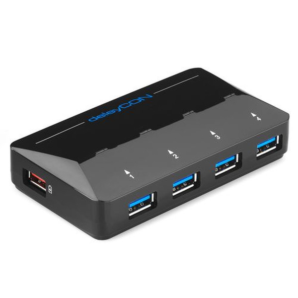 deleyCON MK-MK360 USB 3.0 (3.1 Gen 1) Type-B 5000Mbit/s Schwarz Schnittstellenhub