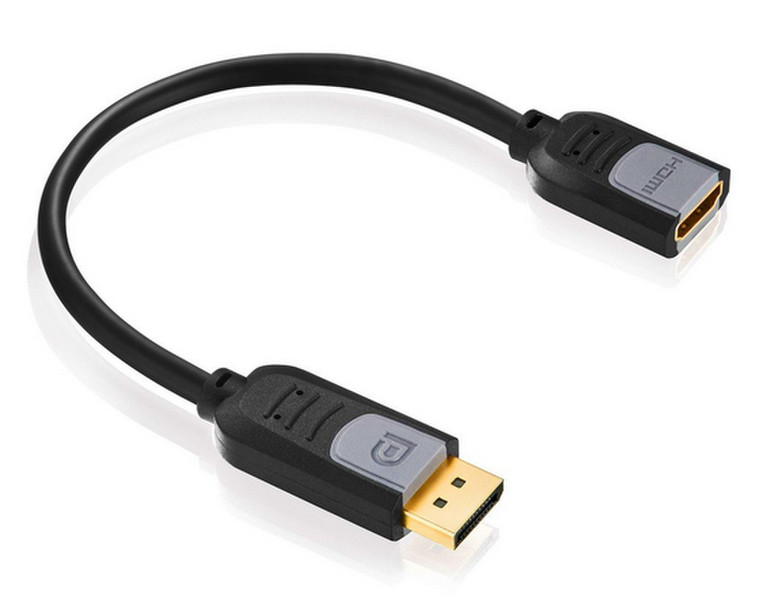 deleyCON MK-MK672 0.15m DisplayPort HDMI Schwarz, Grau Videokabel-Adapter