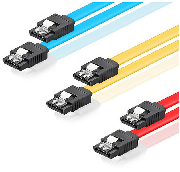 deleyCON 3x 0.5m SATA III m/m 0.5м SATA III 7-pin SATA III 7-pin Синий, Красный, Желтый кабель SATA