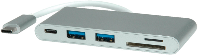 ROLINE 15086257 USB 3.0 (3.1 Gen 1) Type-C Cеребряный, Белый устройство для чтения карт флэш-памяти