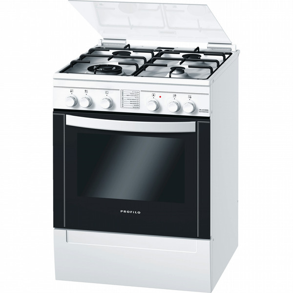 Profilo FRS4010WML Отдельностоящий Gas hob A Черный, Белый кухонная плита