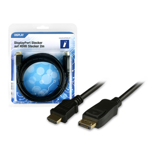 Innovation IT 5A 400319 DISPLAY 2m DisplayPort HDMI Black,Gold video cable adapter