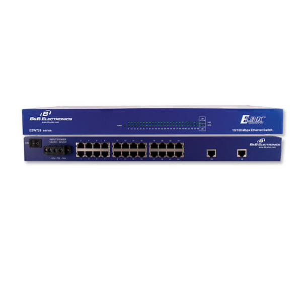 B&B Electronics ESWG726-2SFP-T Управляемый Fast Ethernet (10/100) 1U Синий сетевой коммутатор