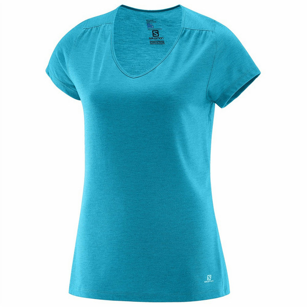Salomon ELLIPSE SS TEE Shirt M Short sleeve V-neck Fabric,Polyester Blue
