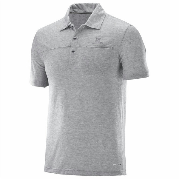 Salomon EXPLORE POLO Shirt M Short sleeve Shirt collar Polyester Grey
