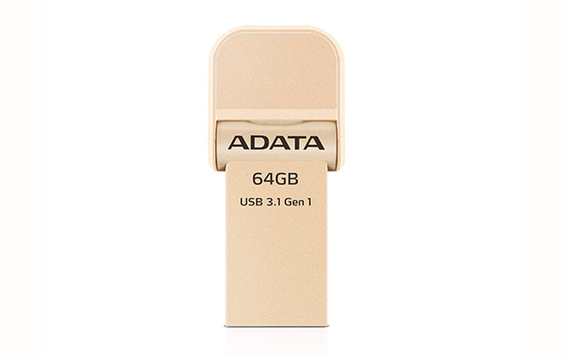 ADATA AI920, 64GB 64ГБ USB 3.0 (3.1 Gen 1) Тип -A Золотой USB флеш накопитель