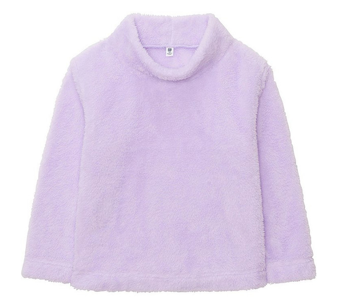 UNIQLO GIRLS FLUFFY FLEECE LONG SLEEVE HIGH NECK T-SHIRT