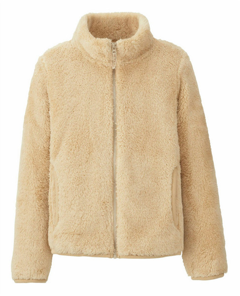 UNIQLO GIRLS FLUFFY YARN FLEECE LONG SLEEVE JACKET