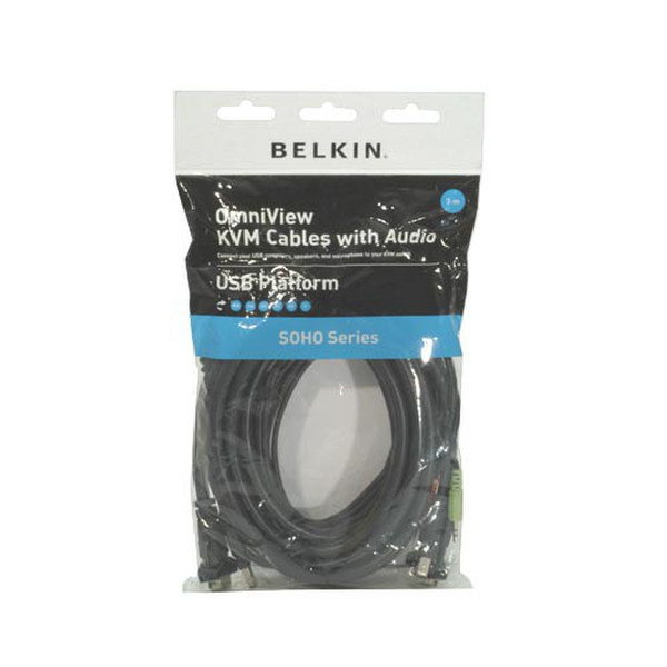 Belkin SOHO Series USB/Dual-Head KVM Cable with Audio 3m Black KVM cable