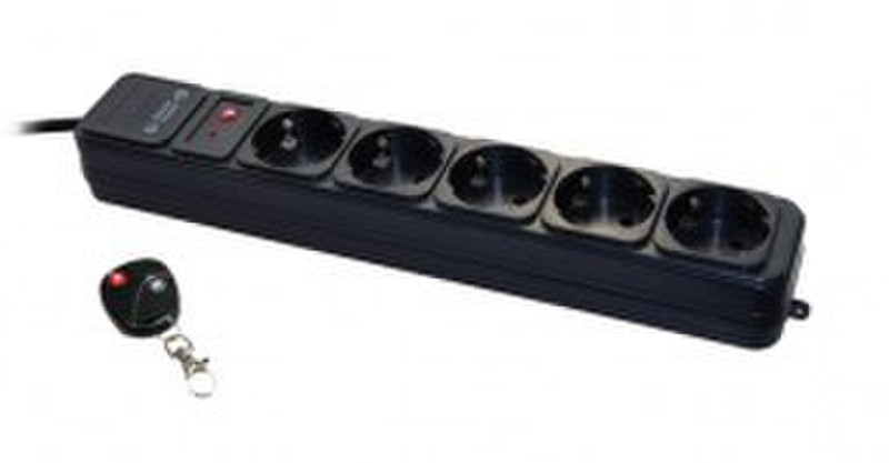 Gembird SPG-RM 5AC outlet(s) 1.8m Black surge protector