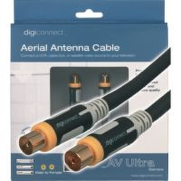Digiconnect AV Ultra Aerial Cable Coax, Male - Female, 6ft/1.8m 1.8m 1 x F-connector 1 x F-connector Schwarz Koaxialkabel