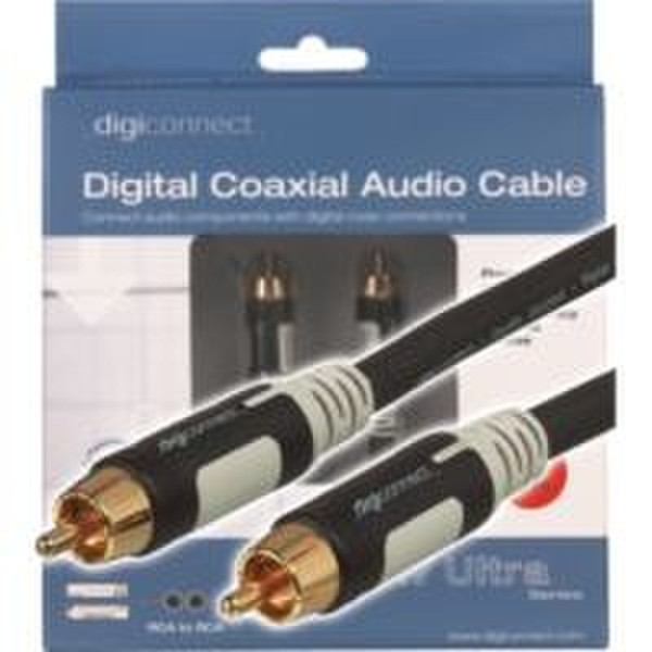 Digiconnect AV Ultra Digital Coaxial Cable RCA - RCA, 6ft/1.8m 1.8m 1 x RCA 1 x RCA Black coaxial cable