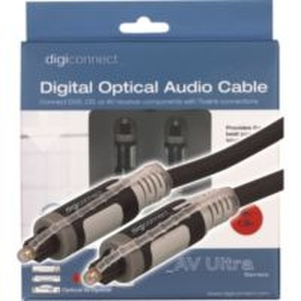 Digiconnect AV Ultra Digital Optical Cable Toslink, Opti-Opti, 6ft/1.8m 1.8m TOSLINK TOSLINK Black audio cable