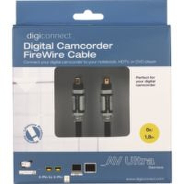 Digiconnect AV Ultra FireWire 4p/4p Cable IEEE 1394, 4p M-4p M 6ft/1.8m 1.8m Schwarz Firewire-Kabel