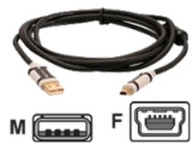 Digiconnect AV Ultra USB 2.0 DigiCam Cable USB A M - Mini B M, 6ft/1.8m 1.8m USB A Mini-USB B Schwarz USB Kabel