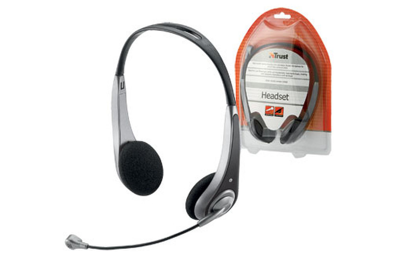 Trust Headset HS-2550 Binaural Verkabelt Schwarz, Silber Mobiles Headset