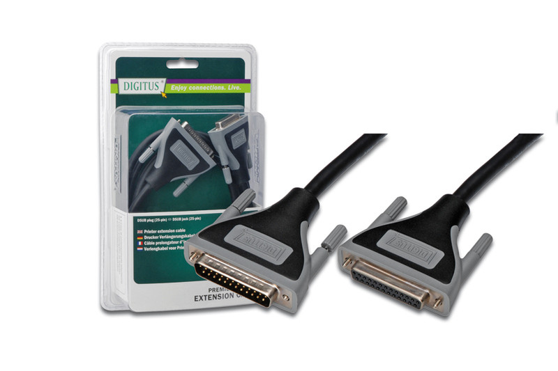Digitus Serial / parallel extension cable, 3m 3м Черный кабель для принтера