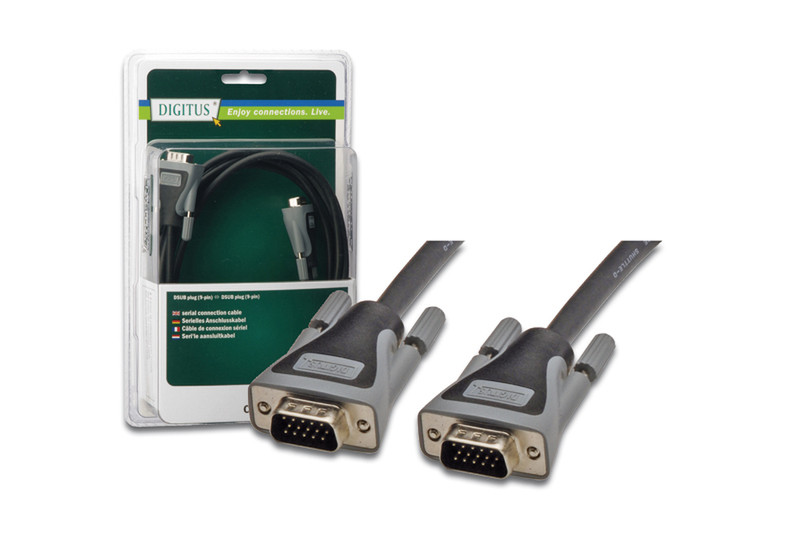 Digitus Serial connection cable, 3m 3м Черный кабель последовательной связи