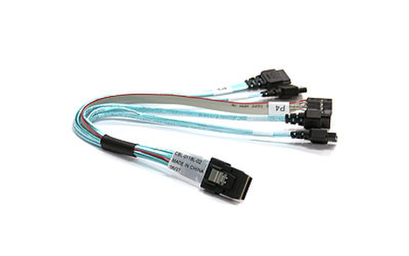 Supermicro IPASS -> 4 SATA Cable, 23-cm 0.23m Blau SATA-Kabel
