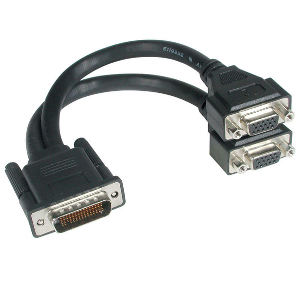 C2G LFH-59 Male to 2 VGA Female Cable 0.22m DMS VGA (D-Sub) Schwarz