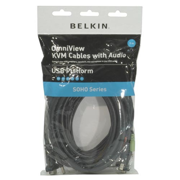 Belkin SOHO Series USB KVM Cable 3m Schwarz Tastatur/Video/Maus (KVM)-Kabel