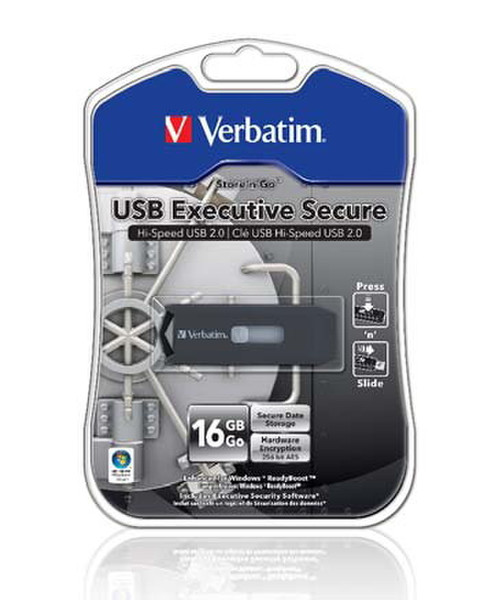 Verbatim Store 'n' Go USB Executive Secure, 16GB 16ГБ USB 2.0 Тип -A USB флеш накопитель