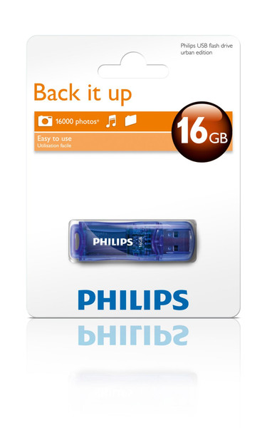 Philips FM32FD35B/27 16ГБ USB 2.0 Тип -A Синий USB флеш накопитель