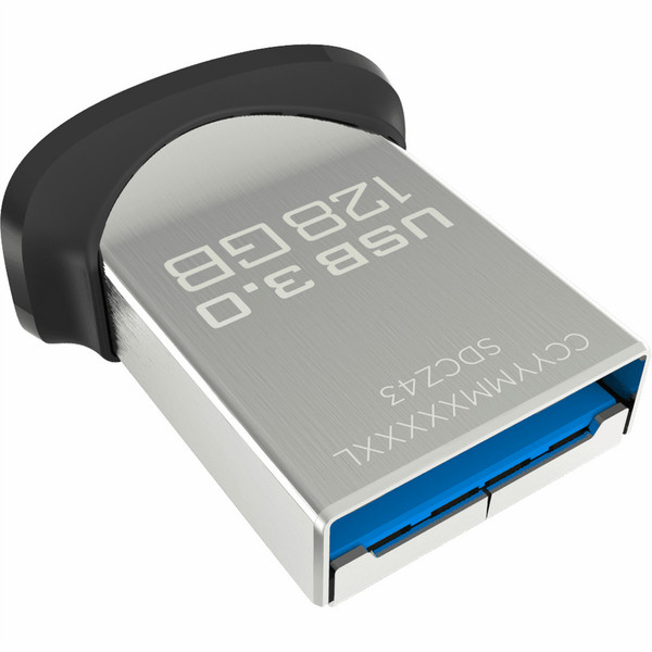 Sandisk Ultra Fit 128GB USB 3.0 (3.1 Gen 1) Type-A Black,Stainess steel USB flash drive