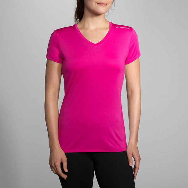 Brooks Steady T-shirt S Short sleeve V-neck Pink
