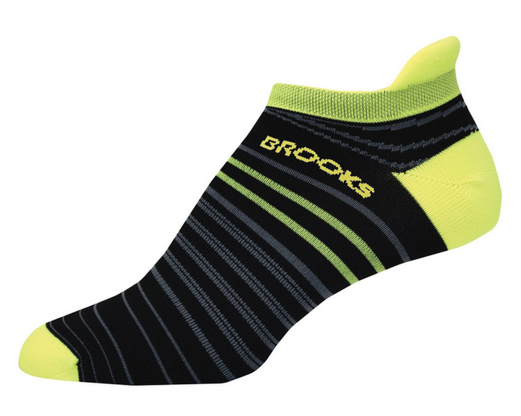 Brooks Launch Lightweight Tab Black,Yellow Unisex Classic socks