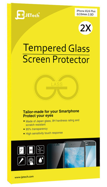 JETech 2-Pack Apple iPhone 6s Plus / 6 Plus Premium Tempered Glass