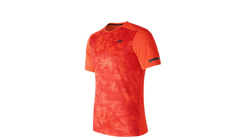 New Balance MT71047 L T-shirt L Kurzärmel Rundhals Polyester Orange Männer Shirt/Oberteil