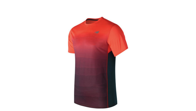 New Balance MT71066 L T-shirt L Short sleeve Crew neck Polyester Black,Orange men's shirt/top