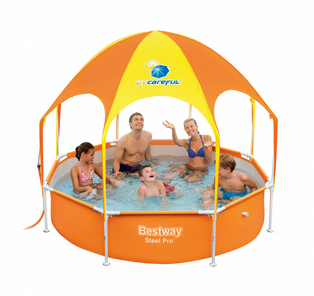 Bestway Steel Pro 2.44m x 51cm Splash-in-shade Play Pool, Orange/Gelb