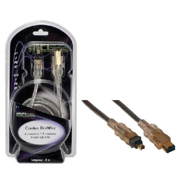 MCL MC931AB/TGZ-2M 2м 6-p 4-p Полупрозрачный FireWire кабель