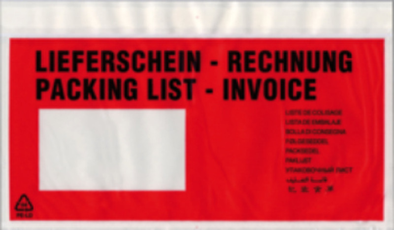 Debatin Selbstklebende Dokumententasche Polyethylen Schwarz, Rot Briefumschlag