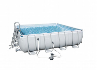 Bestway Power Steel Square 4.88m x 4.88m x 1.22m, Grey/Blue