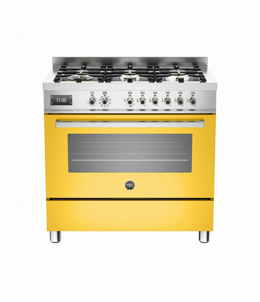 Bertazzoni La Germania PRO90 6 MFE S GI Freestanding Gas hob A Yellow cooker