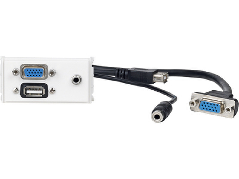 VivoLink WI221271 VGA + USB A + 3.5mm Weiß Steckdose