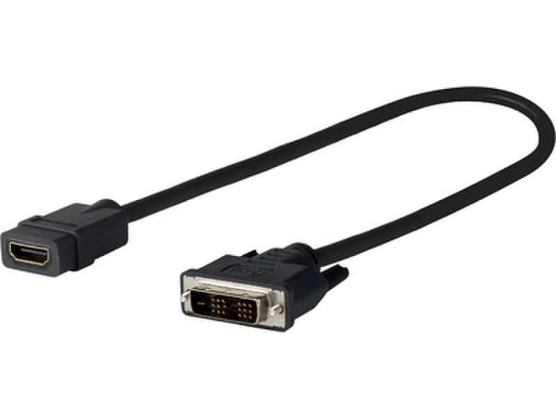 VivoLink PRODVIADAPHDMI 0.2m DVI HDMI Schwarz Videokabel-Adapter