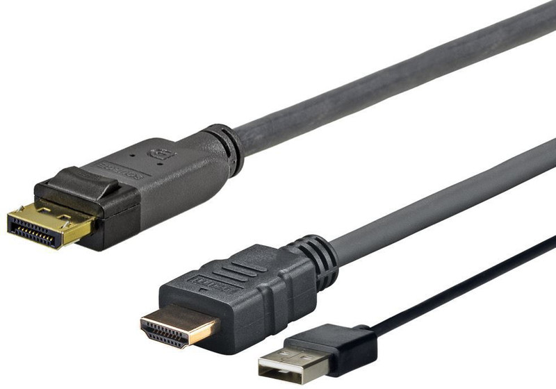 VivoLink PROHDMIUSBDP2 2м DisplayPort HDMI + USB Черный адаптер для видео кабеля